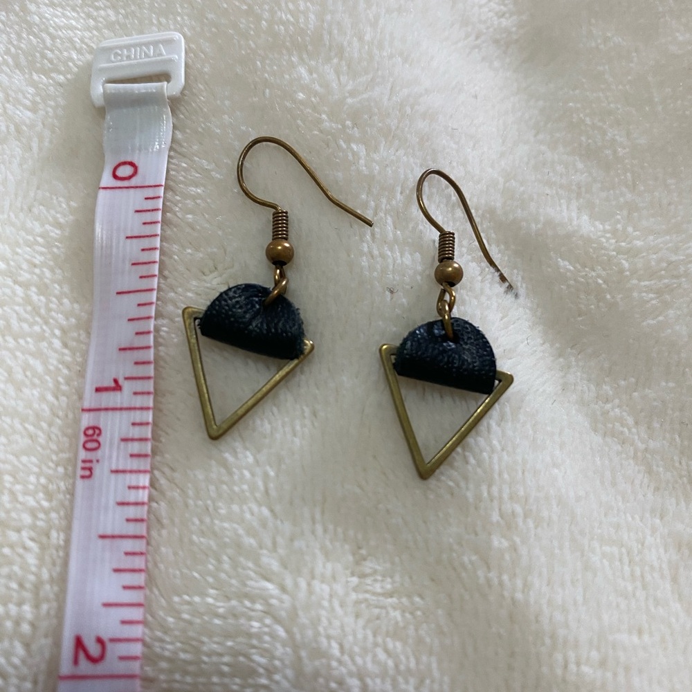 Gold and Black Triangle Earrings
